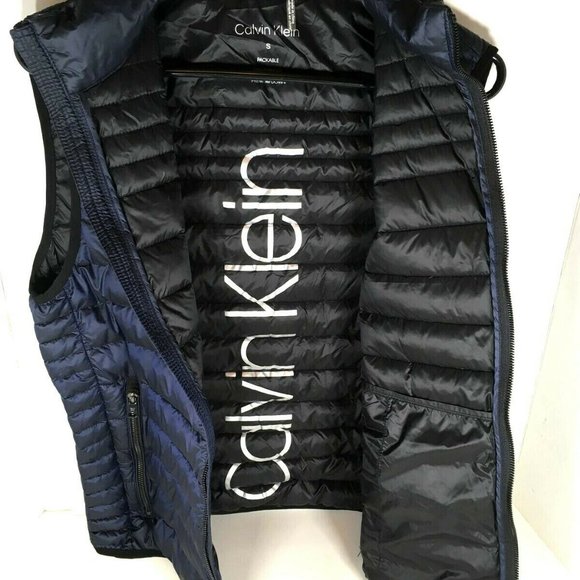 Calvin Klein Blue Packable Down Lightweight Vest - Picture 3 of 12